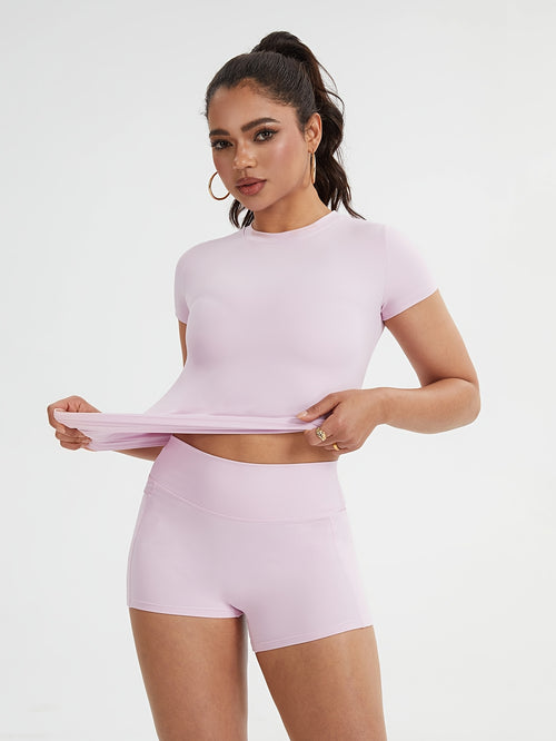 Breathable Slim Fit Sports Tee - Pink