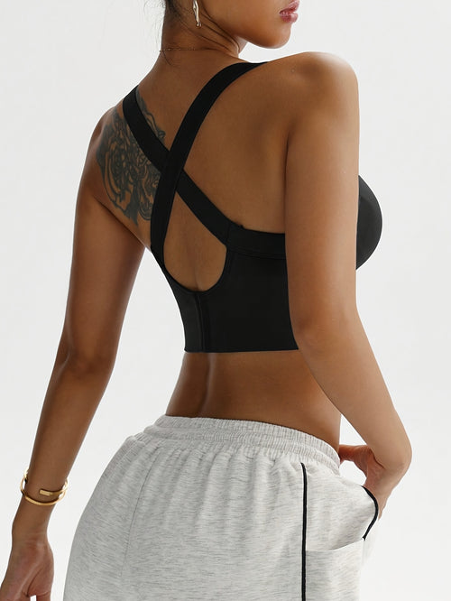 2 Pack Criss-Cross Strap Sports Bras - Black & Blackish Green