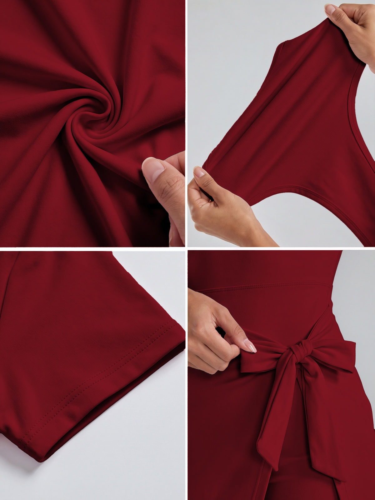 Tie Waist Wrap Tennis Dress - Red