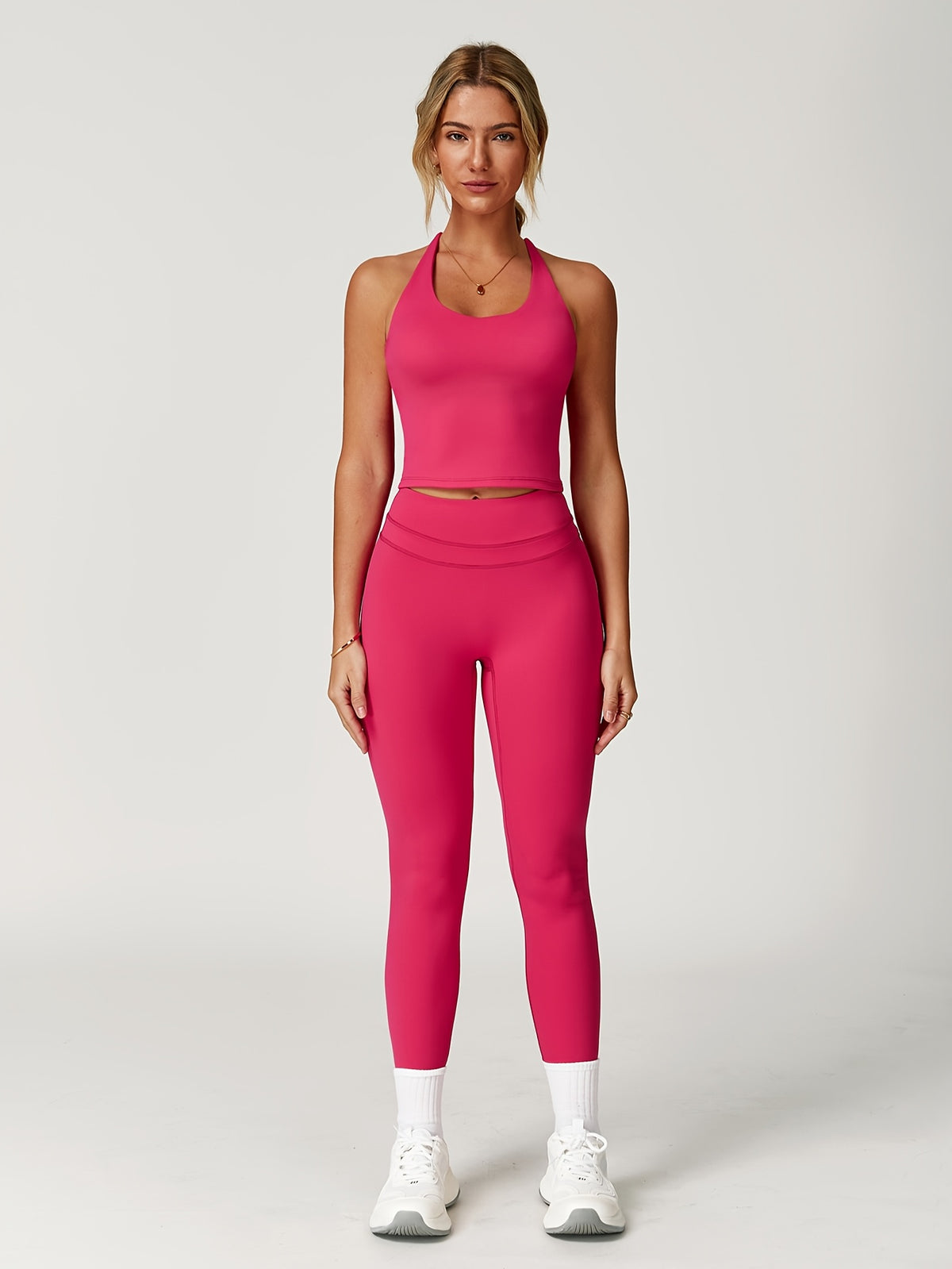 Strappy Tank & Pants Set - Dark Pink
