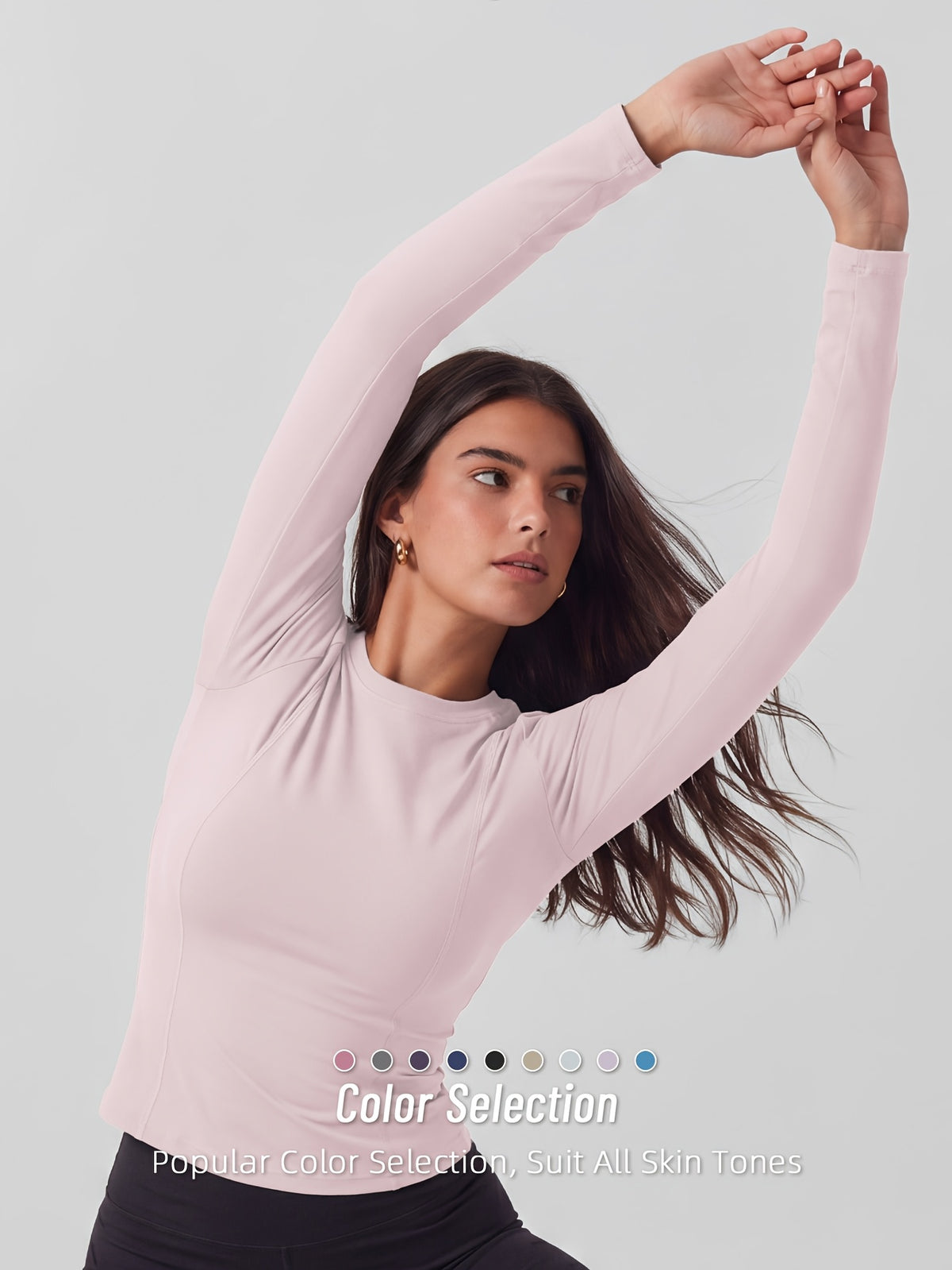 Full Length Compression Long Sleeve Top - Light Pink