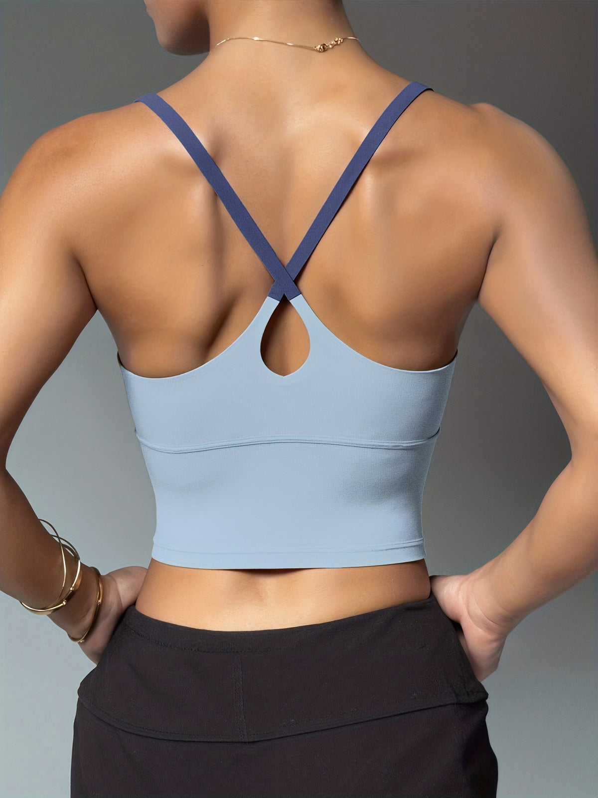 2 Pack Color Block Padded Tank Tops - Yellow & Blue