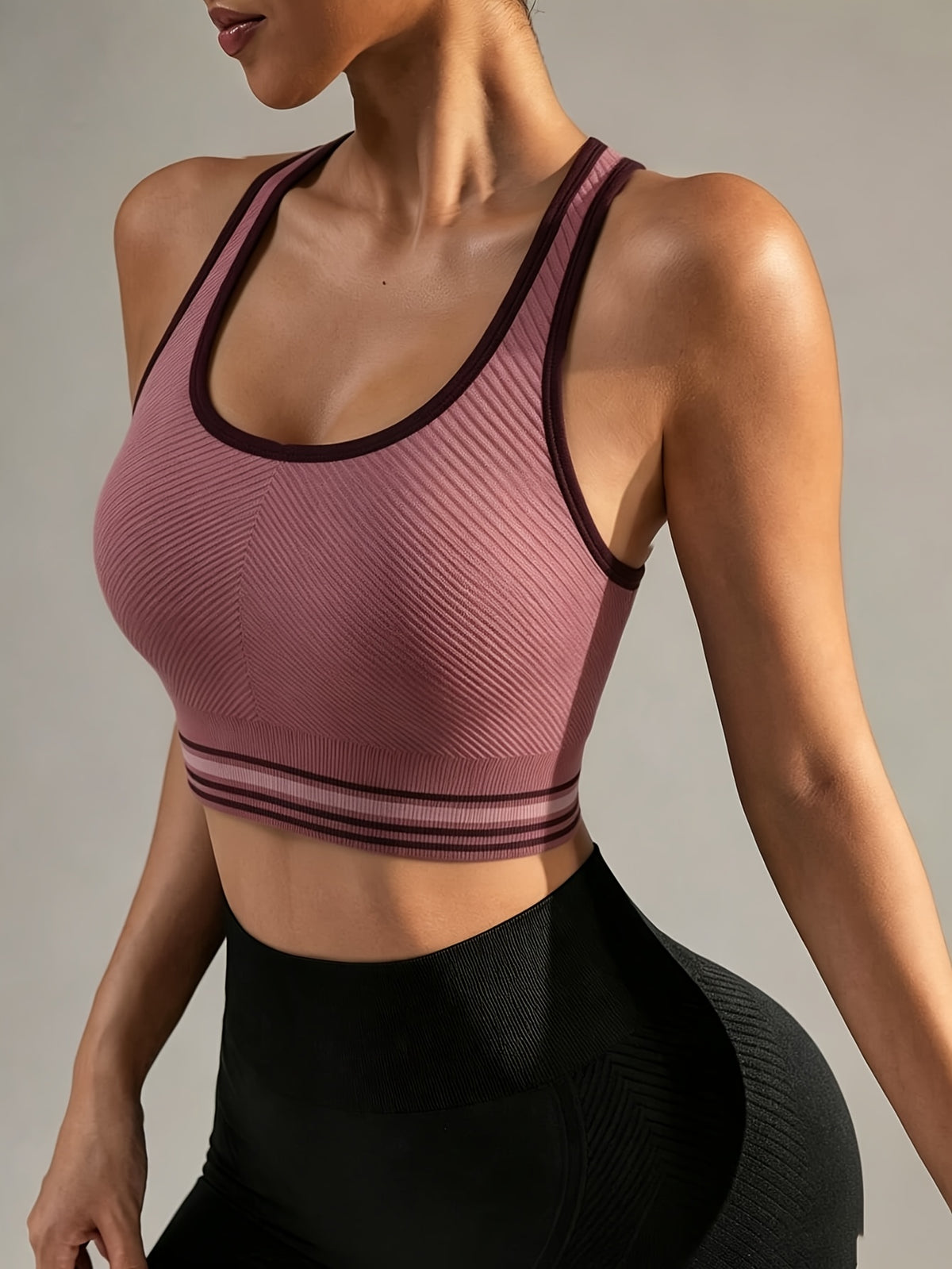 Wide Shoulder Easy Style Sports Bra - Peach