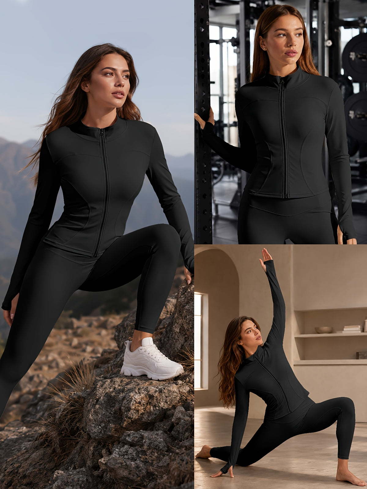 Quick Dry Long Sleeve Sports Jacket - Black