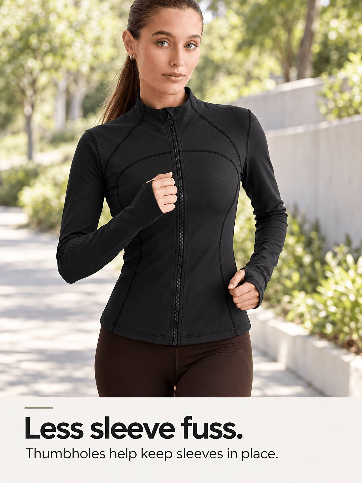 Waist Cinching Cropped Thumbhole Jacket - Black