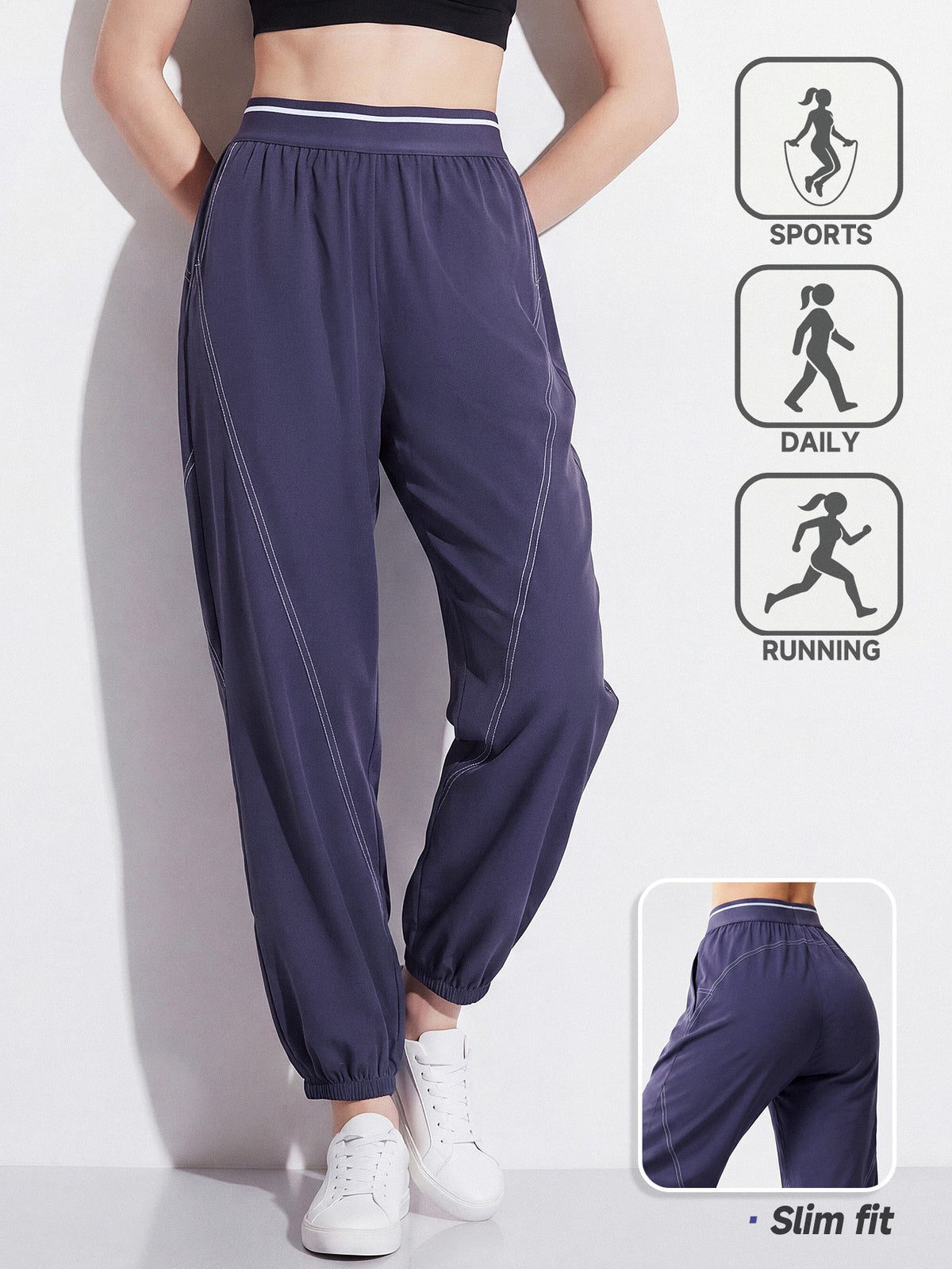 Piped Cuffed Joggers - Navy