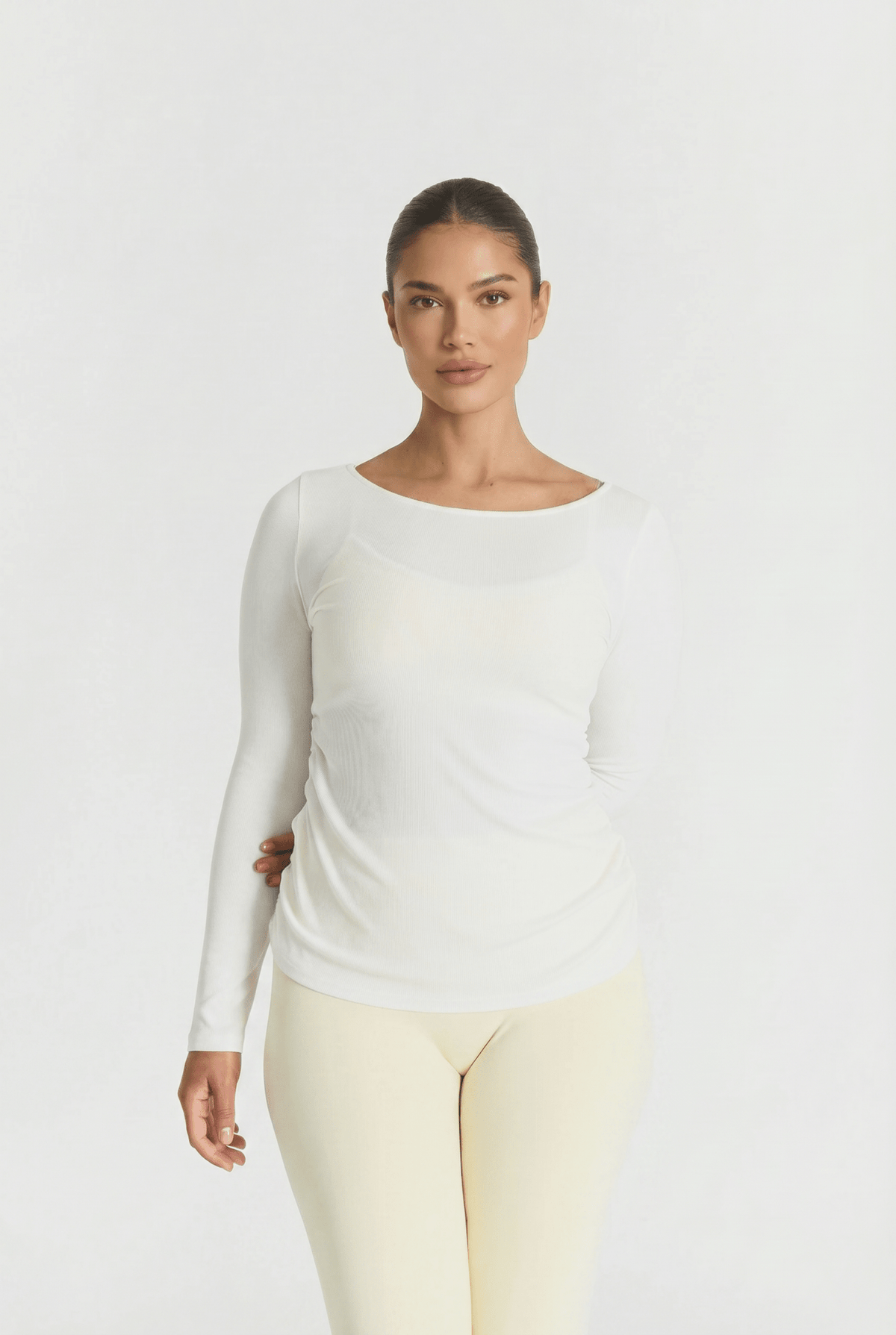Off White Seamless Long Sleeve Top
